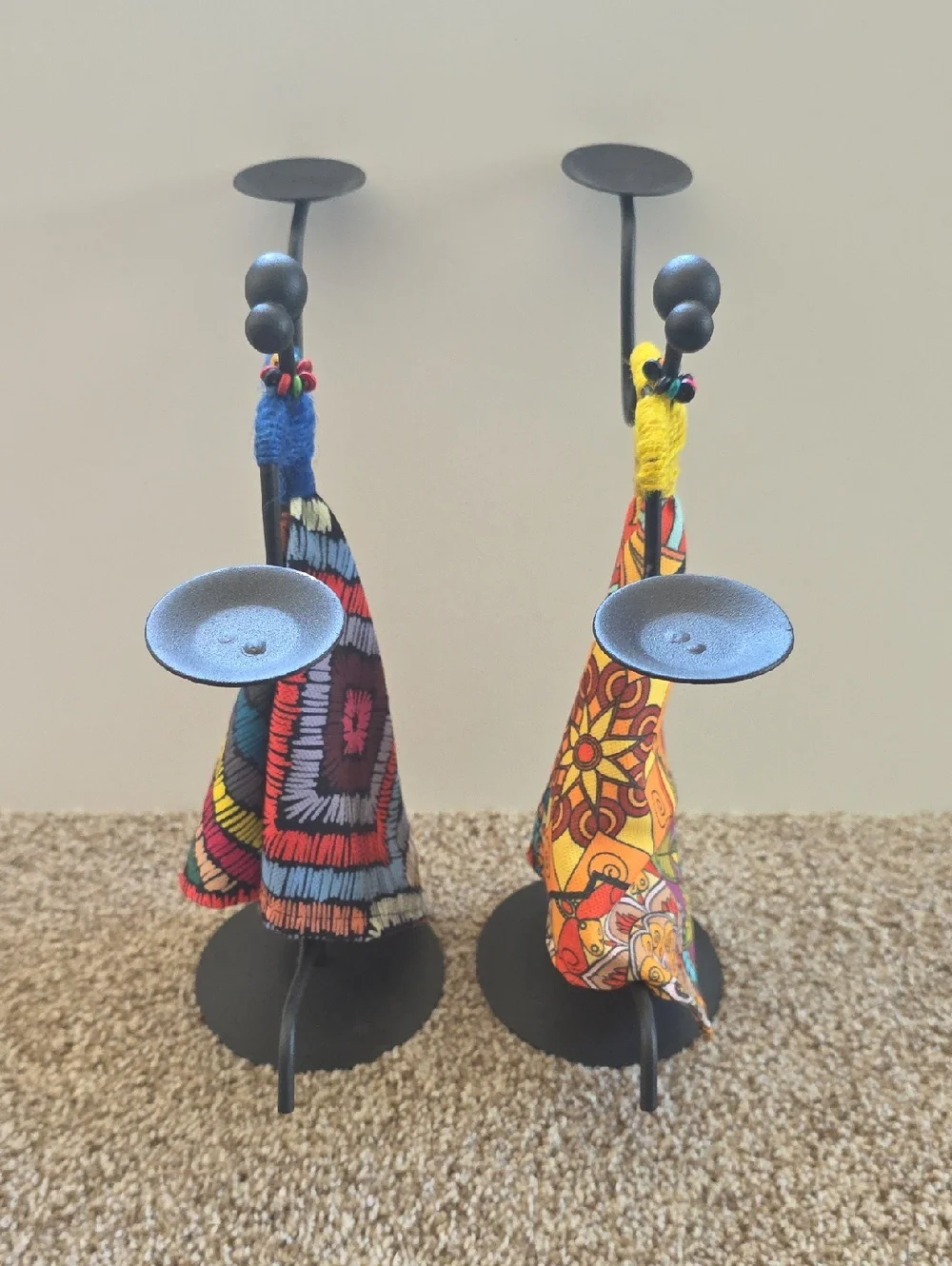 Metal Candle Holders - African Girl Stylish Tea Light Holders -  Set Of   2
